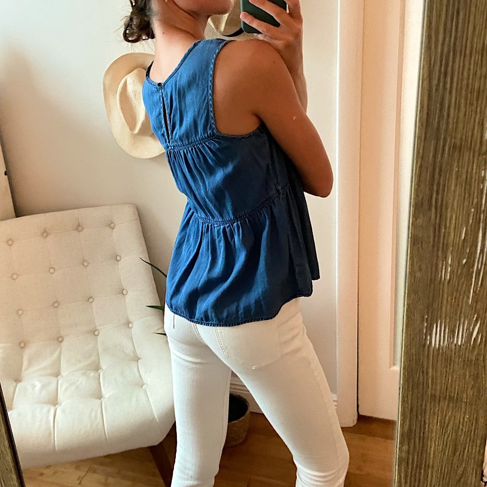 Tiered Chambray Tank Top